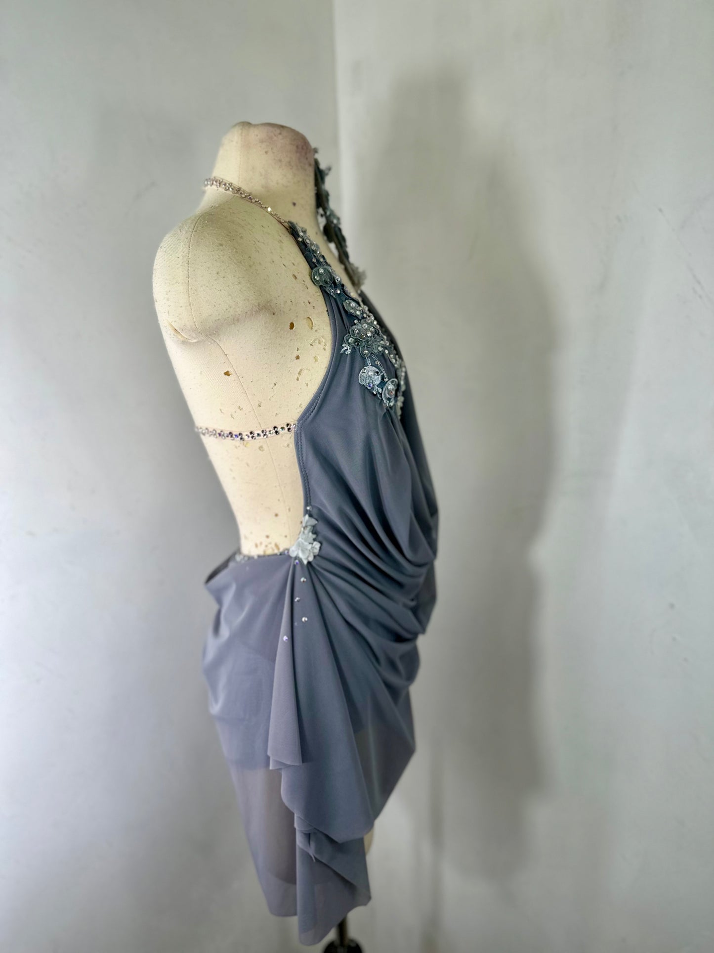 RAINA Draped smoky grey dance dress