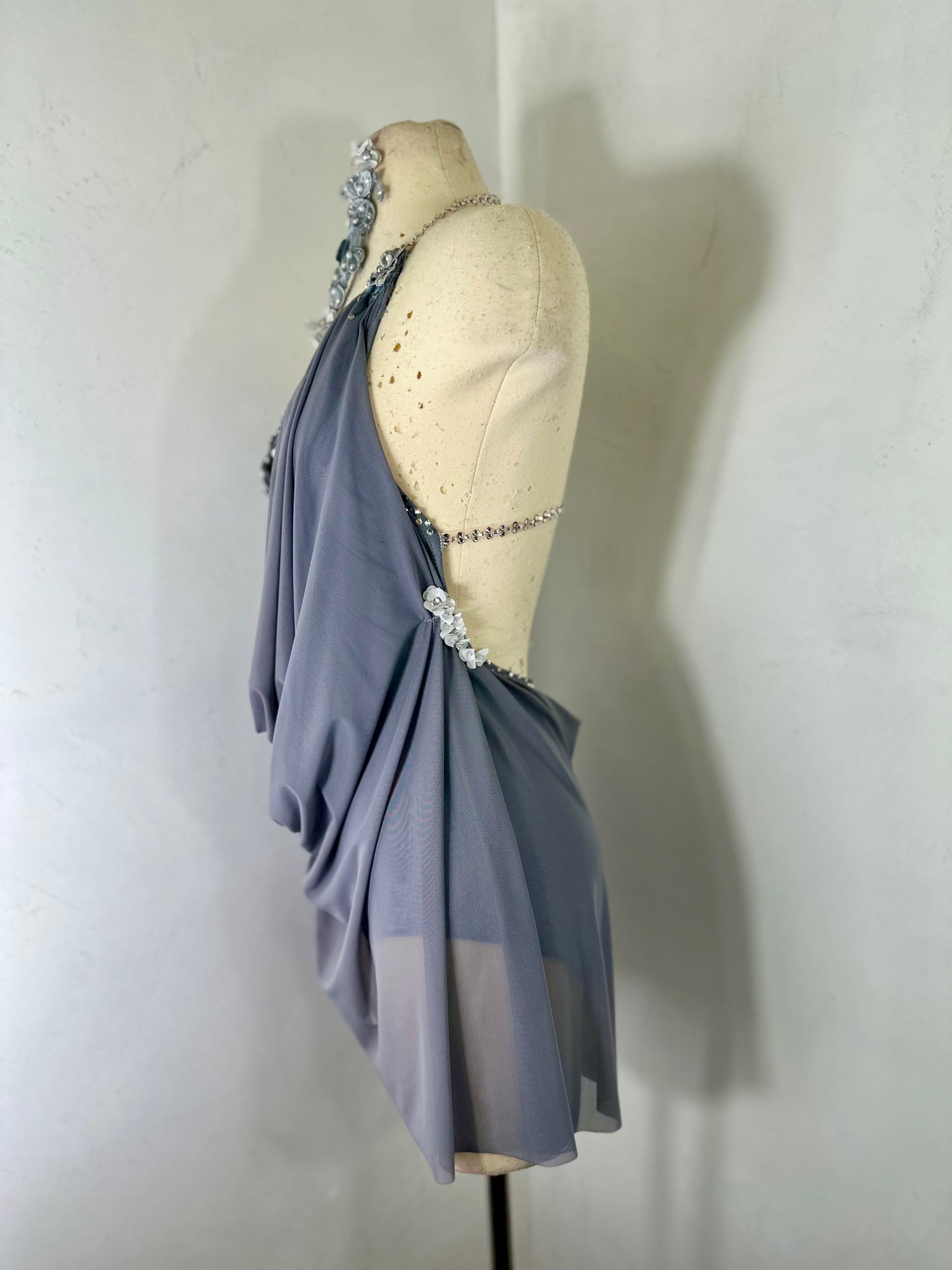 RAINA Draped smoky grey dance dress