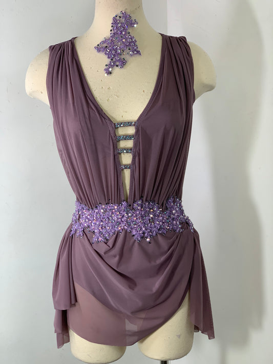 JULIETTE French Lilac draped  costume with crystal ab stones and appliques