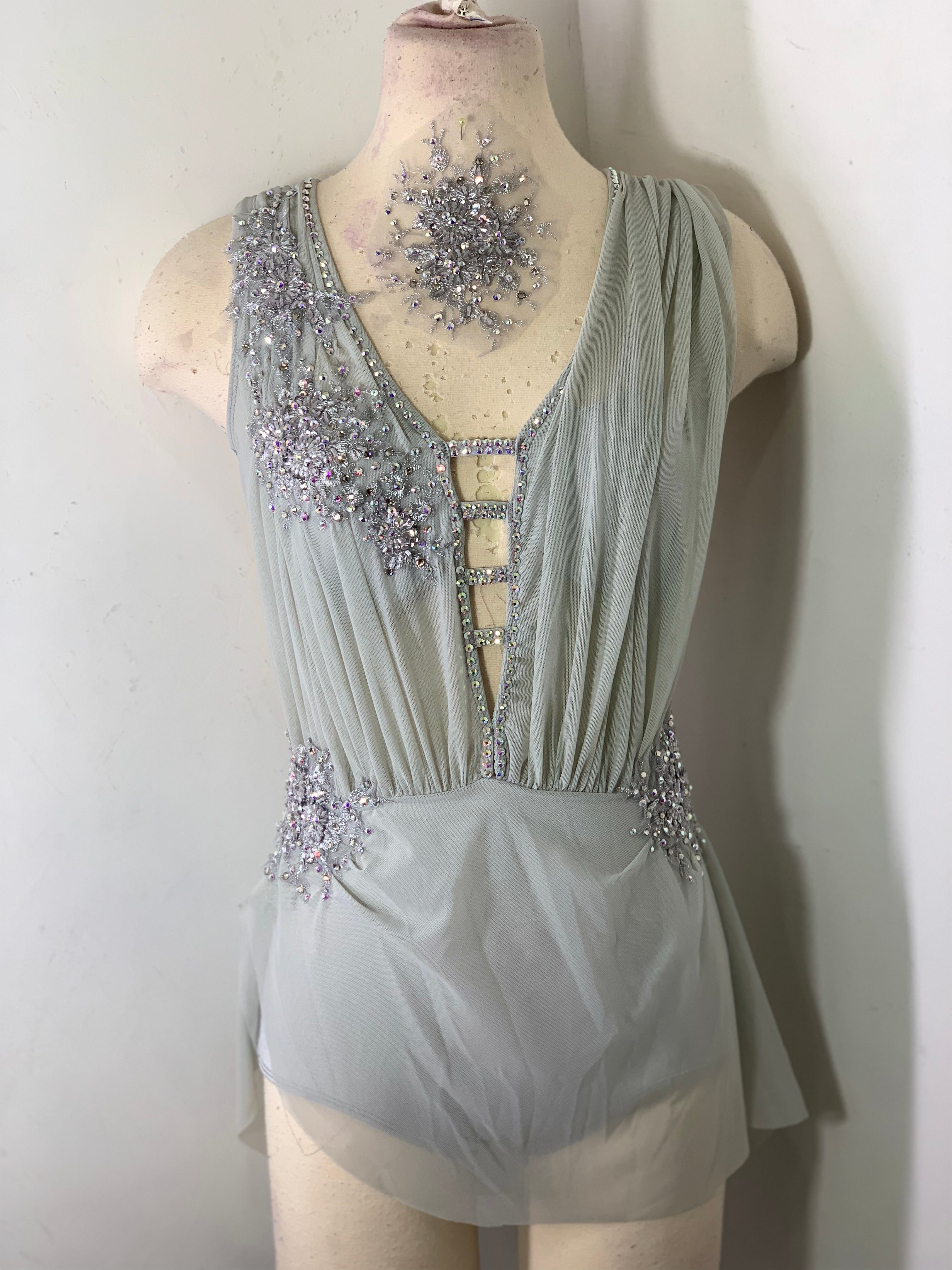 SAGE grey draped lyrical dance costume