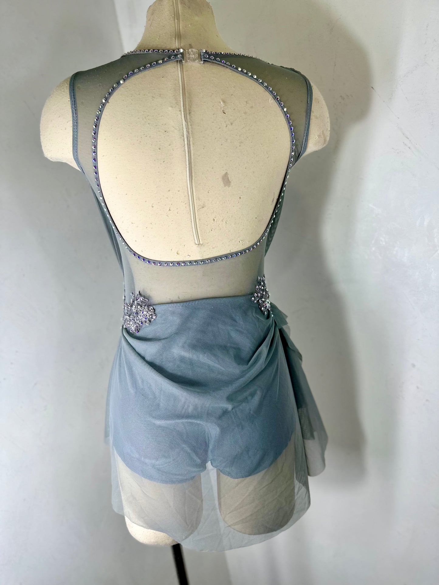 SAMANTHA -  grey draped Figure Skating Dress