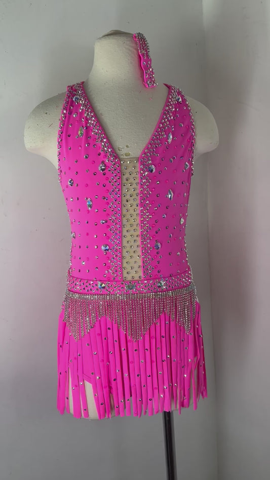 TROUBLE Neon Pink  jazz dance costume